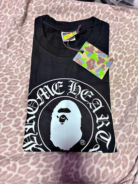 A Bathing Ape SHALL NEVER KILL APE Graphic Tee Black Size Small NWT